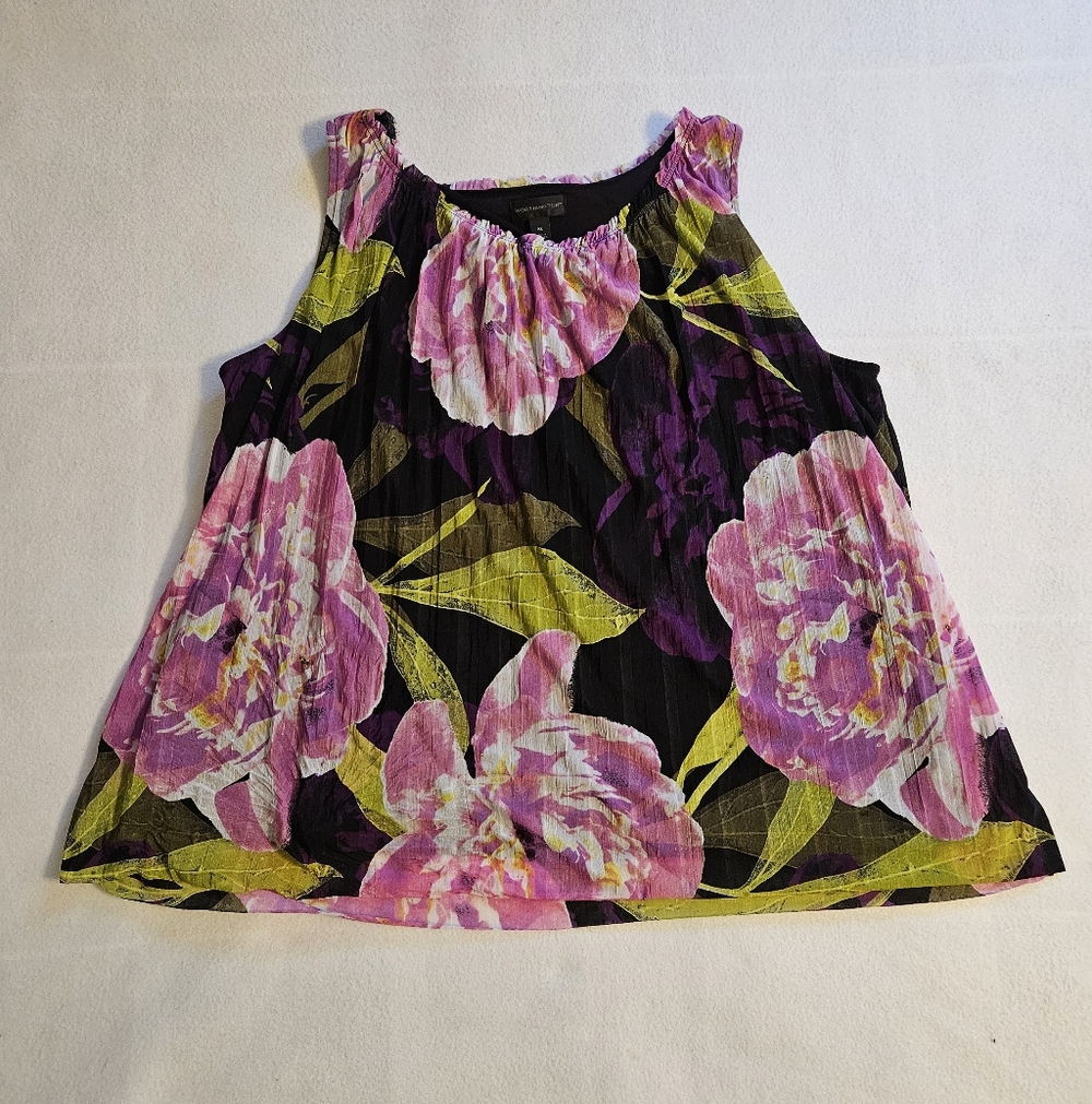 Floral Sleeveless Top - Pink and Green